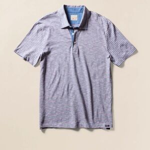 Faherty | Short-Sleeve Indigo Polo in “Sunset Stripe” | Sz XL